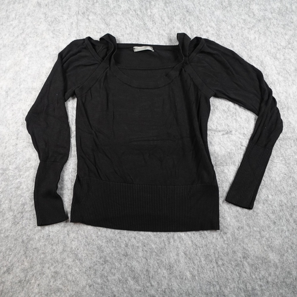 Anthropologie‎ Sweater Women Small Black Cold Shoulder Cutout Long Sleeve Knit